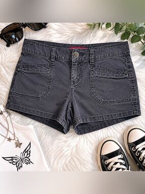 UNIONBAY Y2K Charcoal Cargo Shorts Low Rise Stretch Utility Size 9
